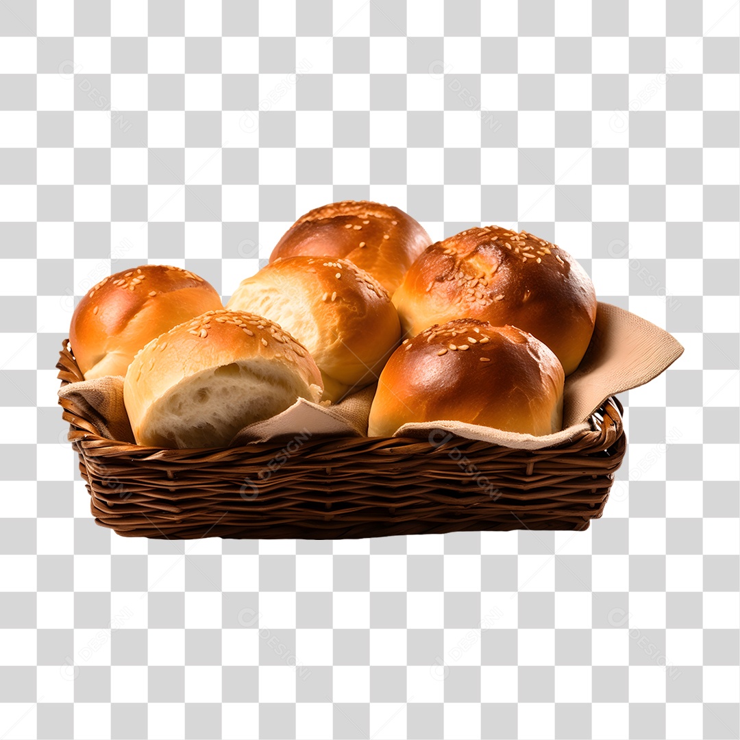 Pães Assados em Cesta PNG Transparente