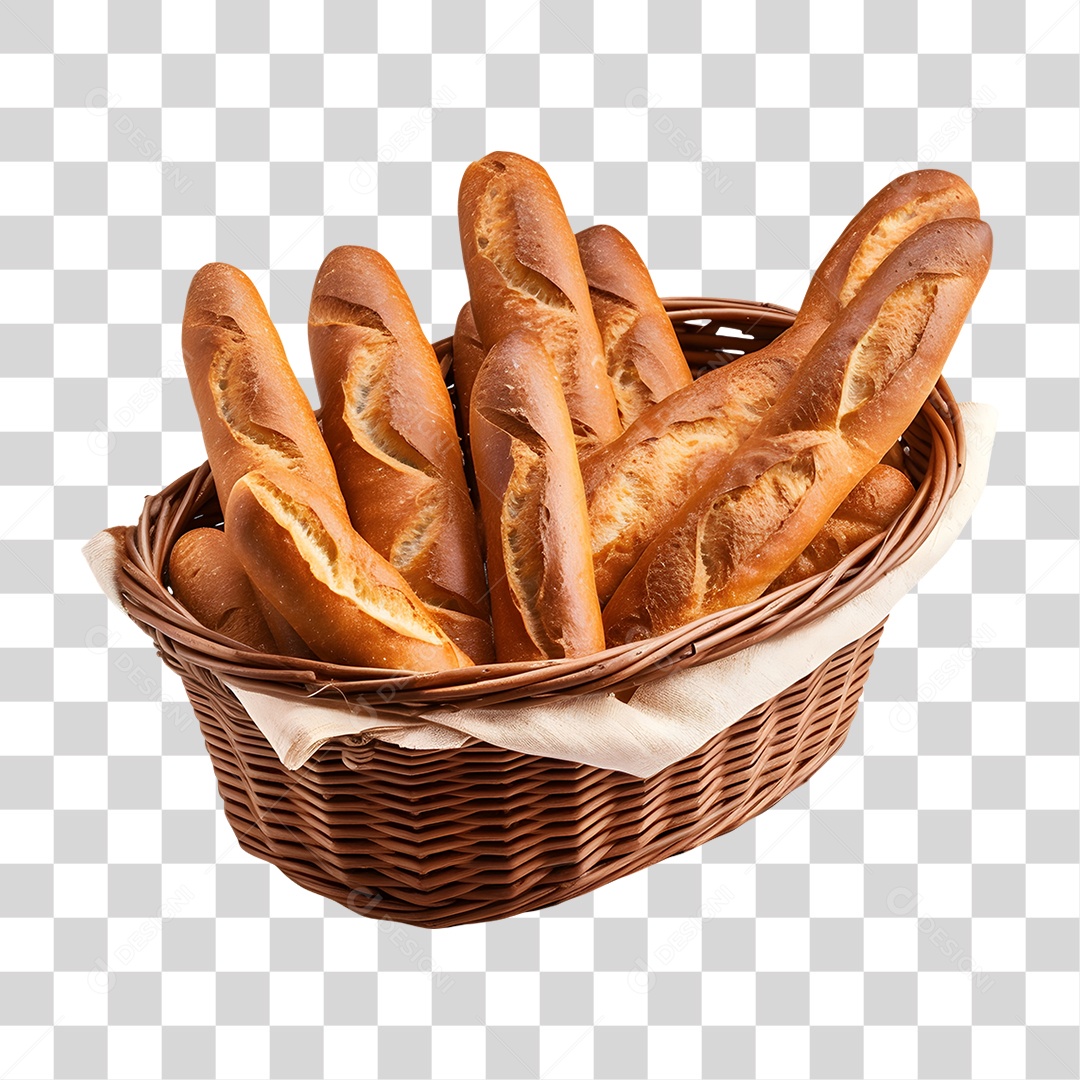 Pães Assados em Cesta PNG Transparente