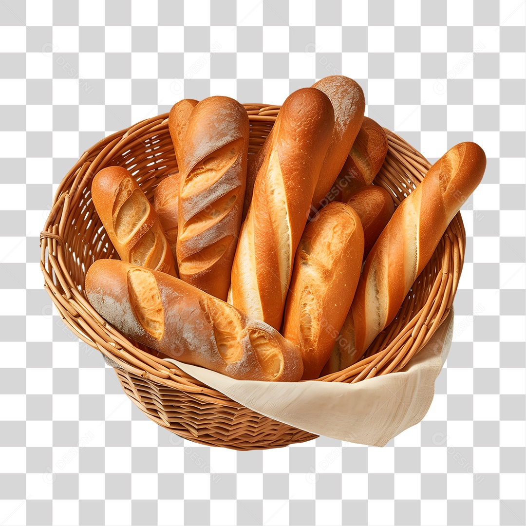 Pães Assados em Cesta PNG Transparente