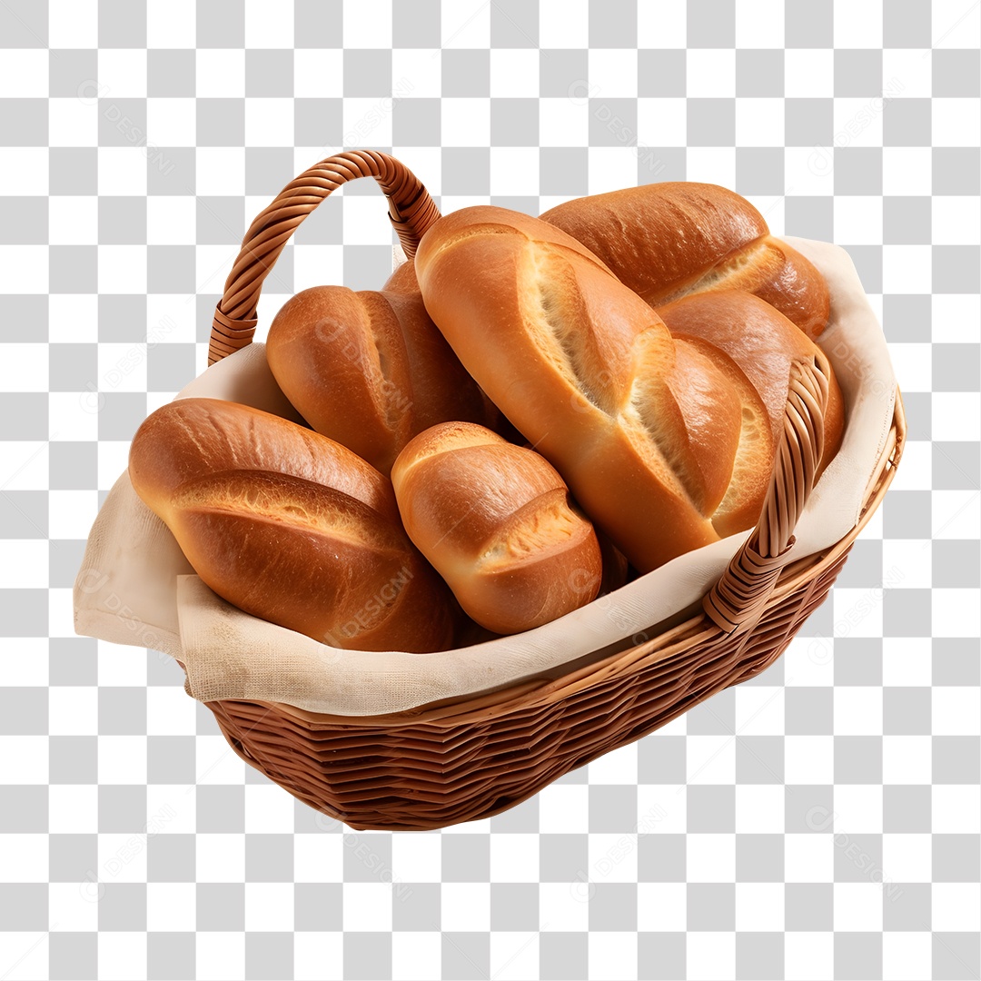 Pães Assados em Cesta PNG Transparente