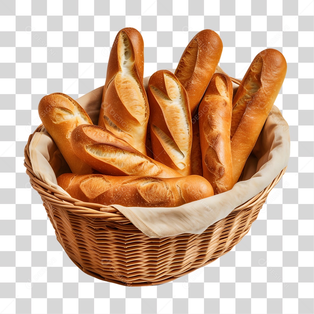 Pães Assados em Cesta PNG Transparente