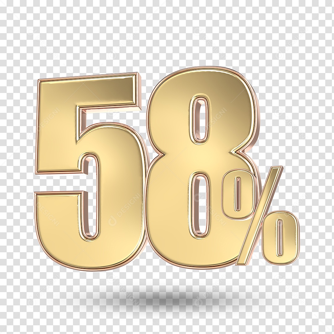 Elemento 3D Numero De 58% Desconto Dourado PSD