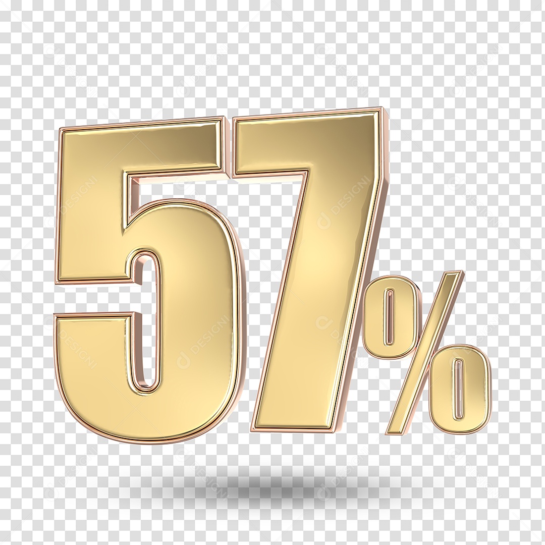 Elemento 3D Numero De 57% Desconto Dourado PSD