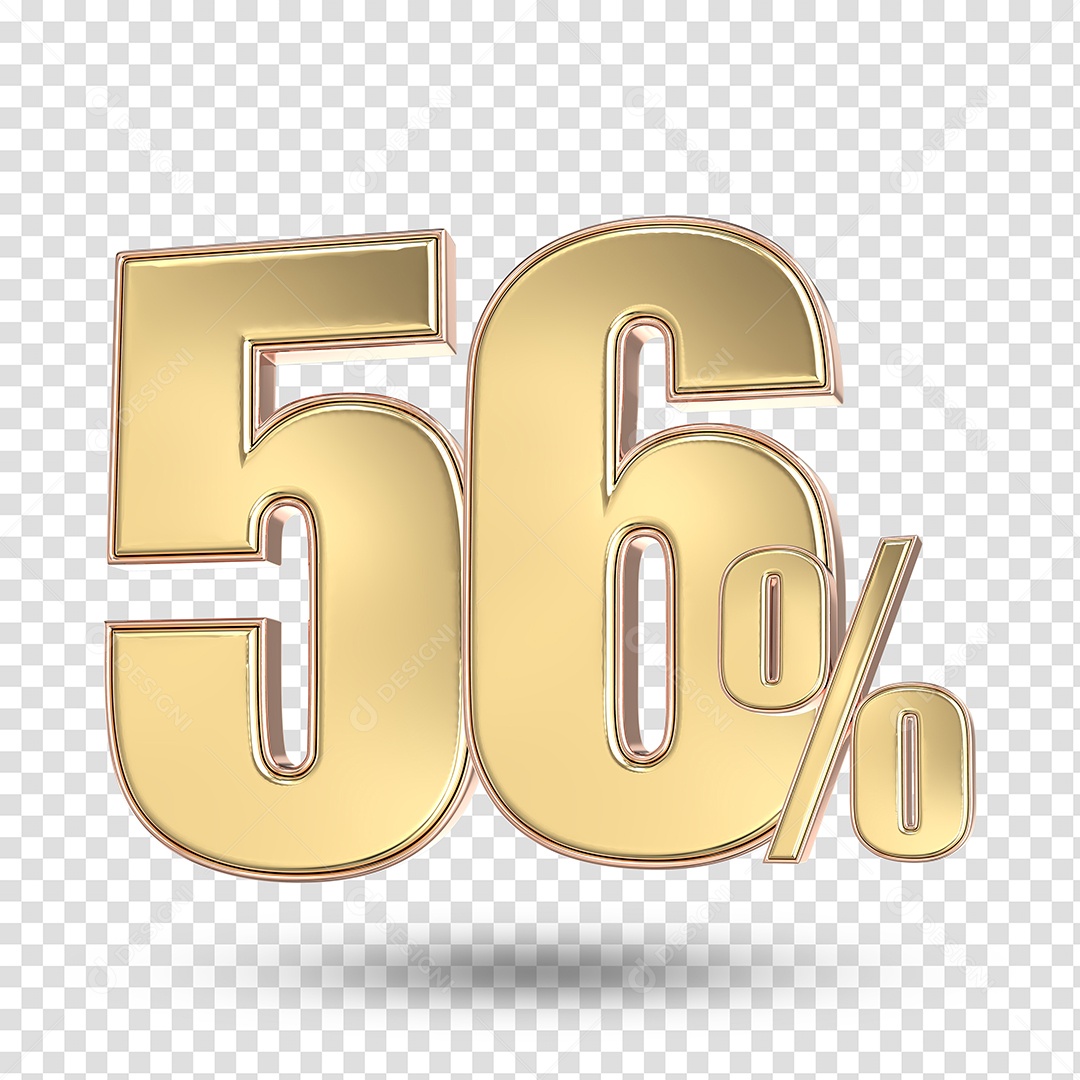 Elemento 3D Numero De 56% Desconto Dourado PSD