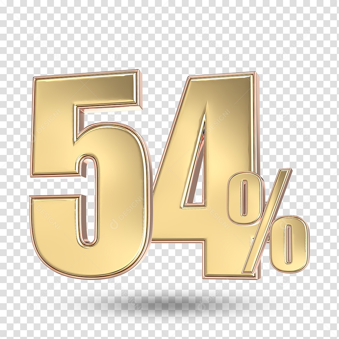 Elemento 3D Numero De 54% Desconto Dourado PSD