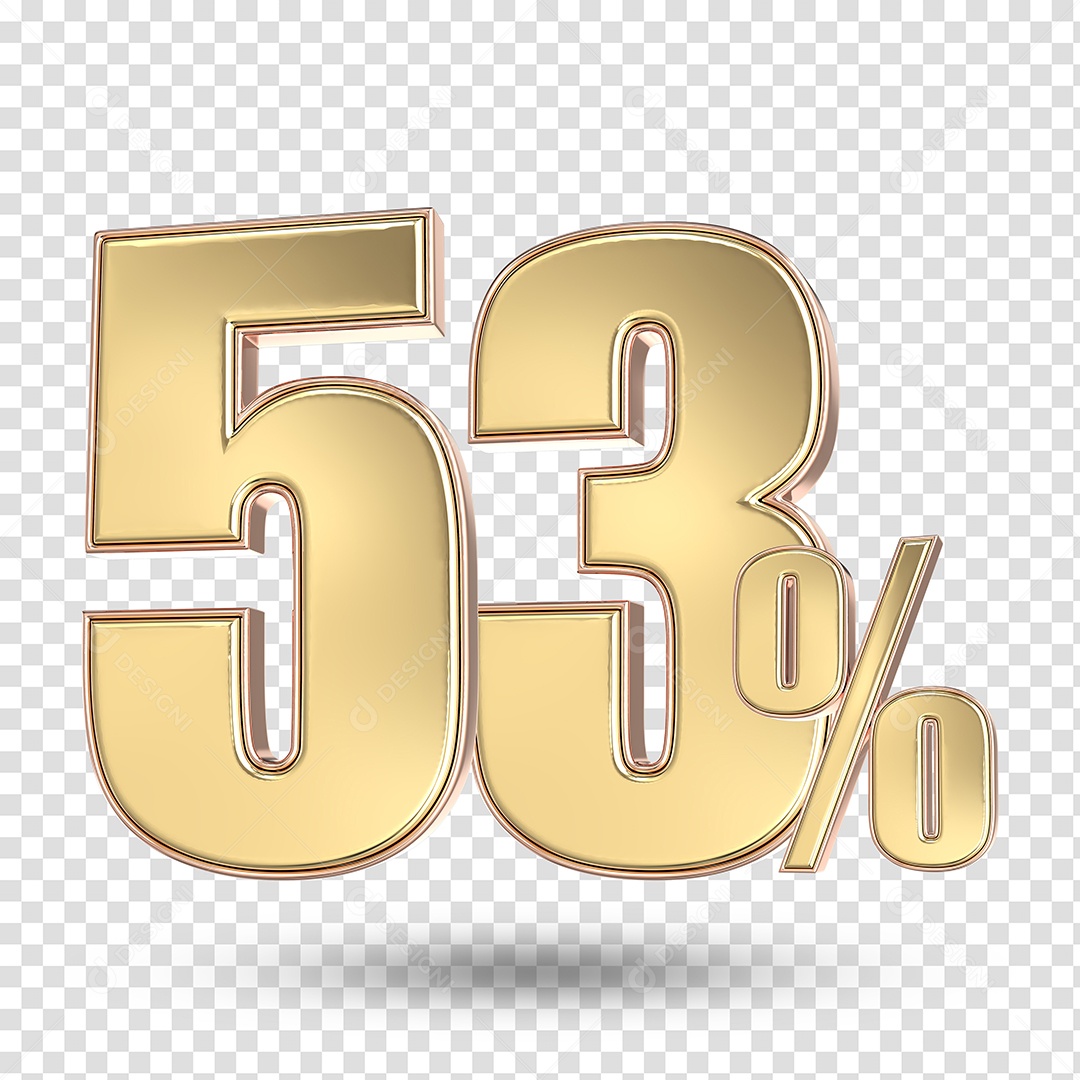 Elemento 3D Numero De 53% Desconto Dourado PSD