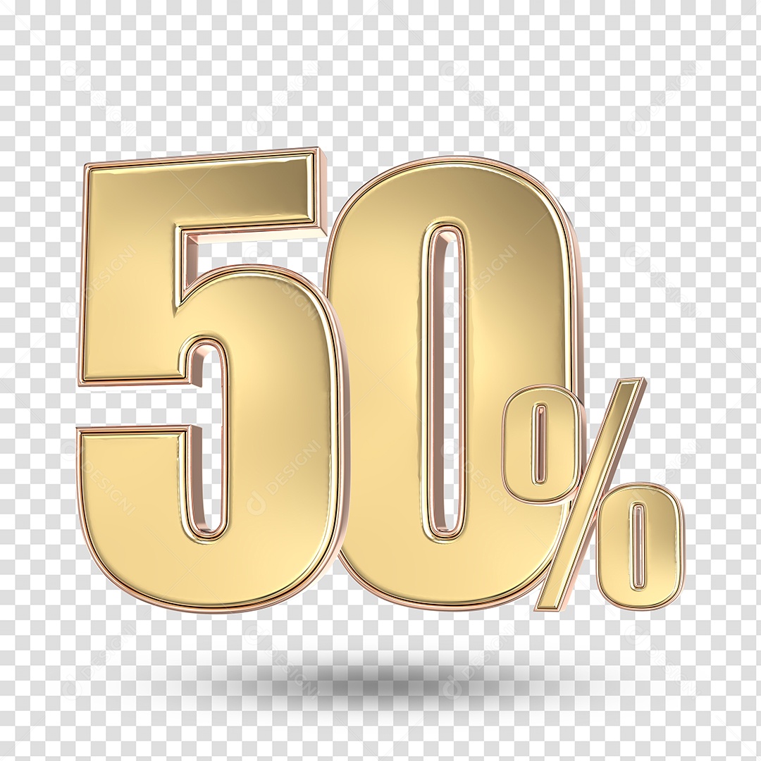 Elemento 3D Numero De 50% Desconto Dourado PSD