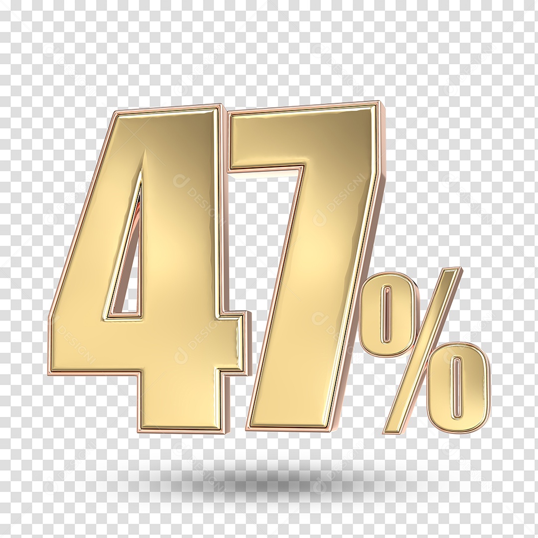 Elemento 3D Numero De 47% Desconto Dourado PSD