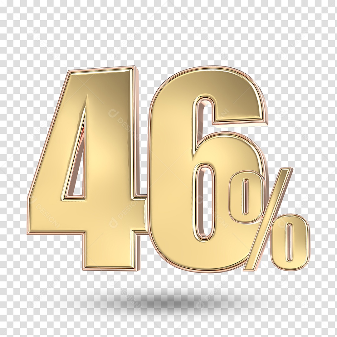 Elemento 3D Numero De 46% Desconto Dourado PSD