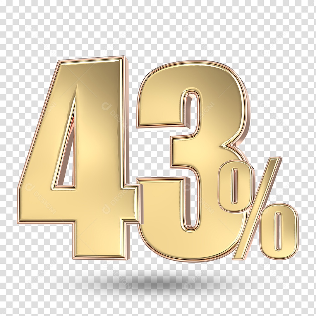 Elemento 3D Numero De 43% Desconto Dourado PSD