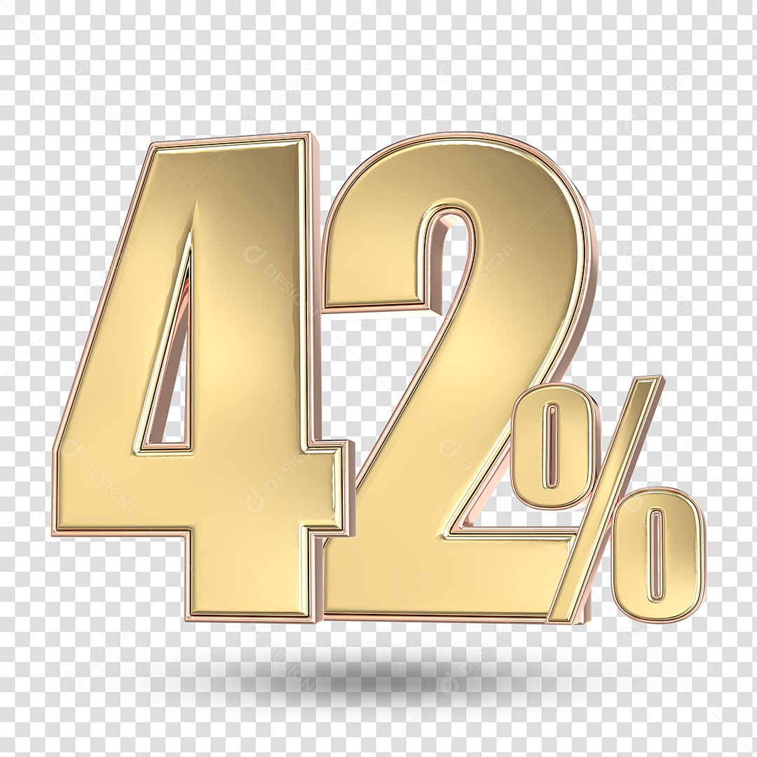 Elemento 3D Numero De 42% Desconto Dourado PSD