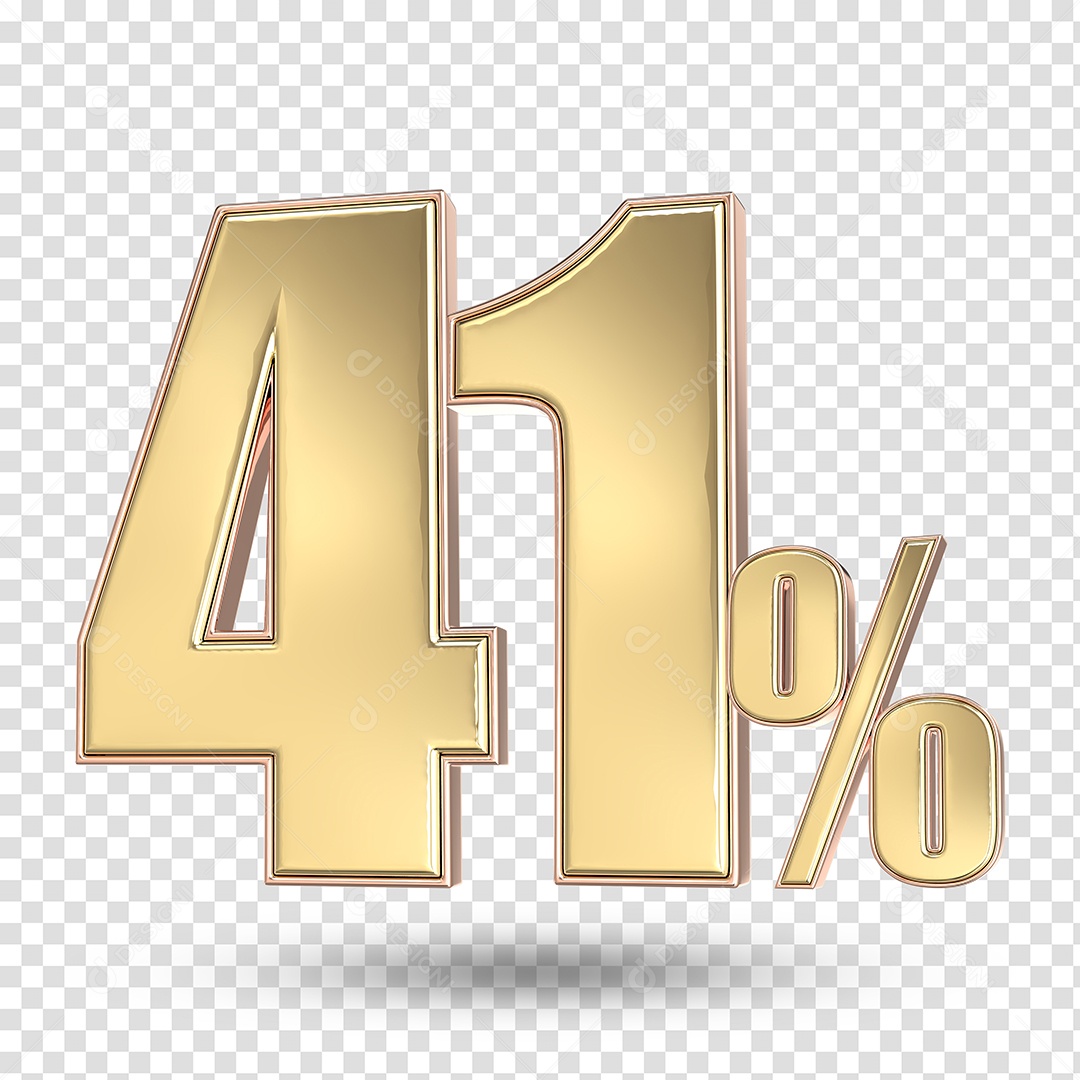 Elemento 3D Numero De 41% Desconto Dourado PSD