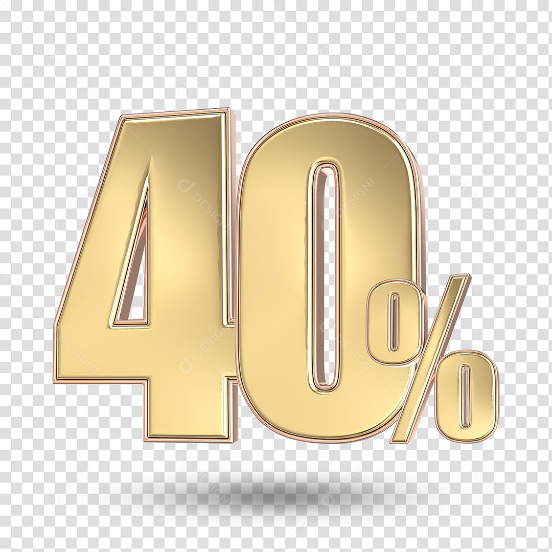 Elemento 3D Numero De 40% Desconto Dourado PSD