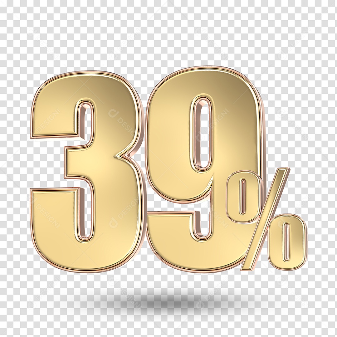 Elemento 3D Numero De 39% Desconto Dourado PSD