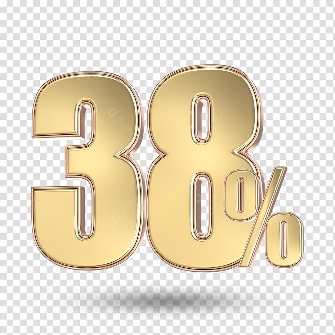 Elemento 3D Numero De 38% Desconto Dourado PSD