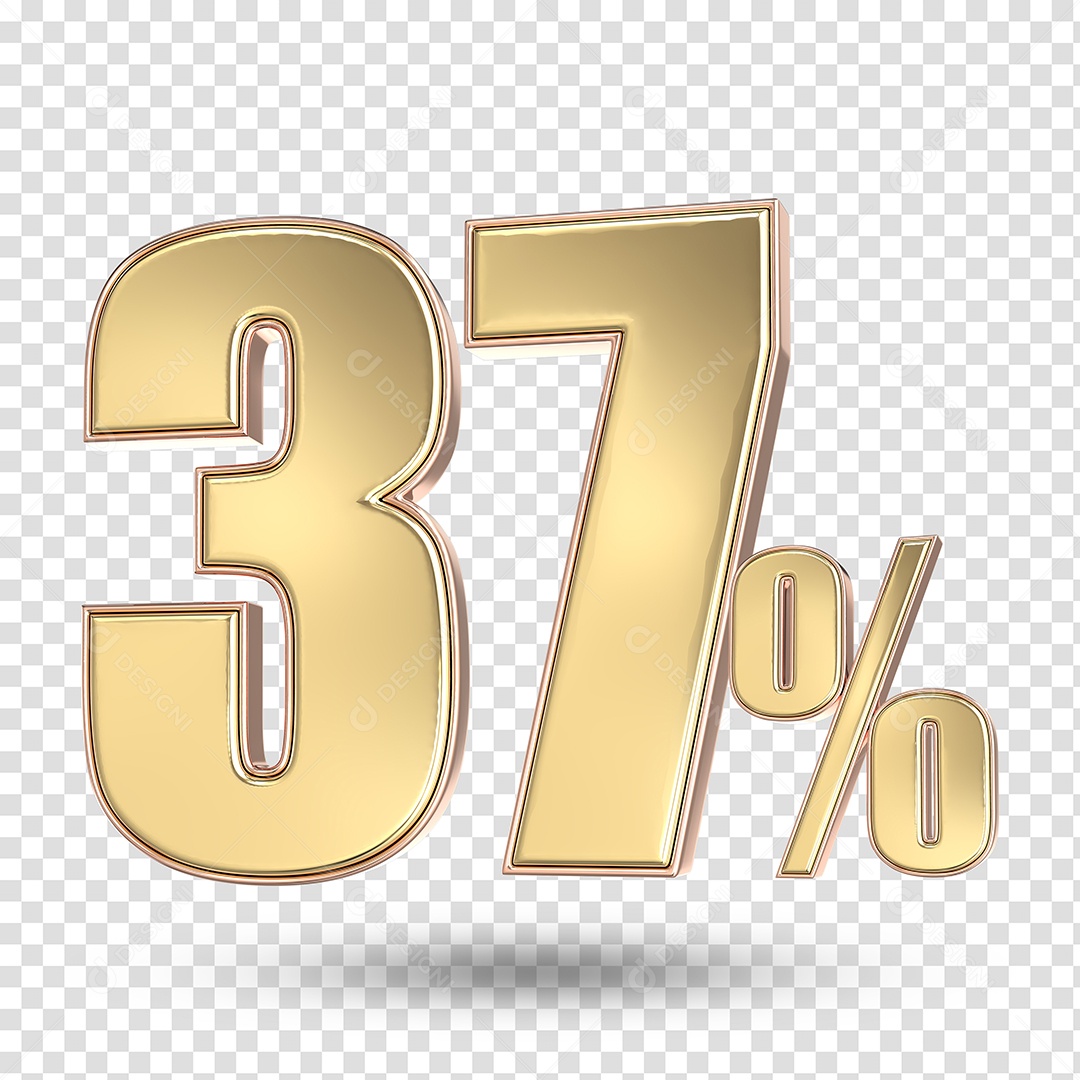Elemento 3D Numero De 37% Desconto Dourado PSD