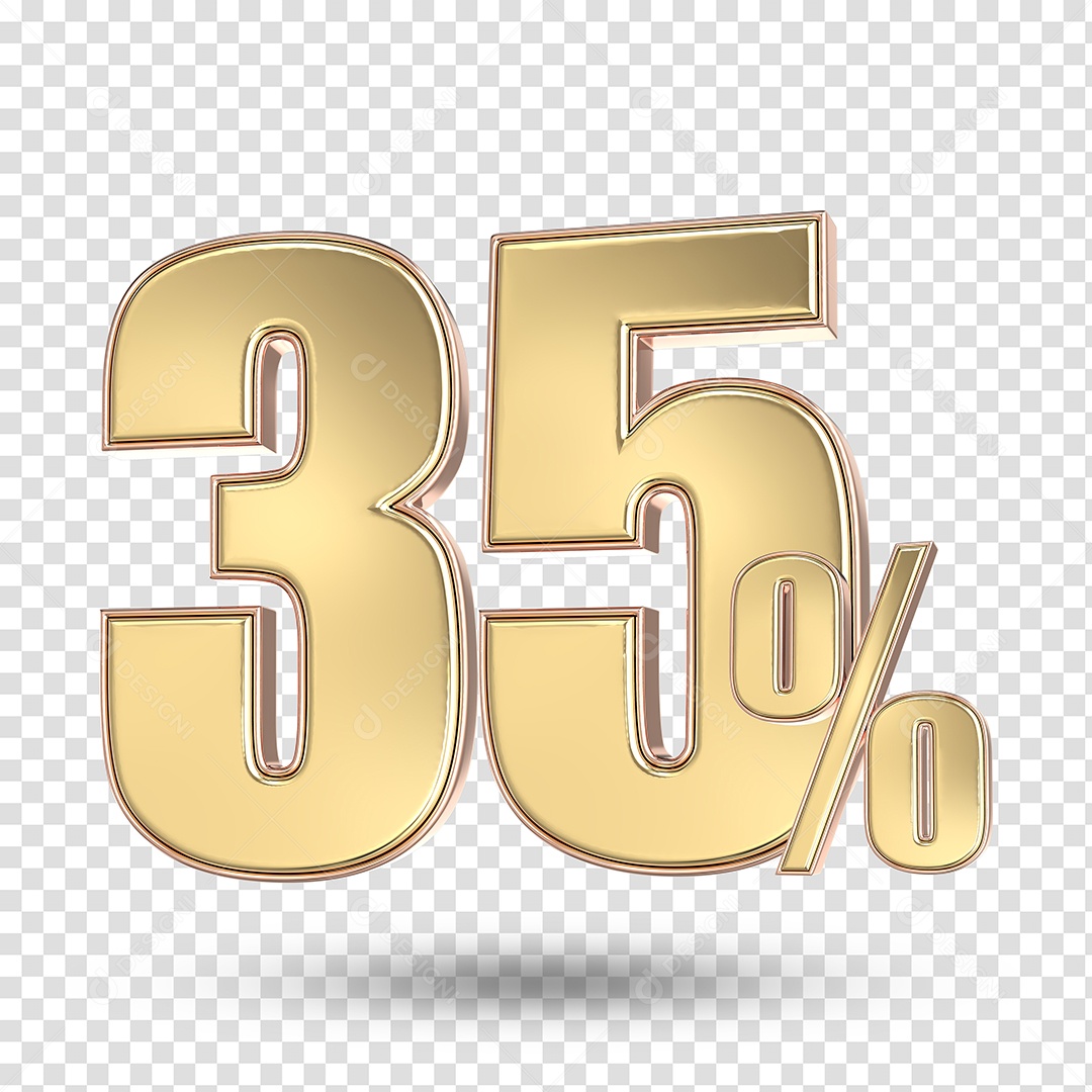 Elemento 3D Numero De 35% Desconto Dourado PSD