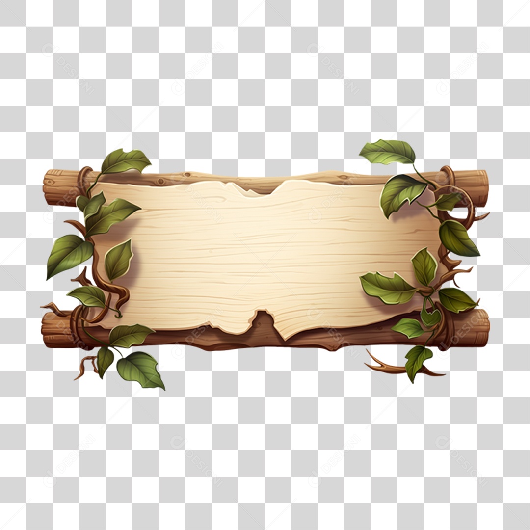 Elemento 3D Placa de Madeira Para Composição PNG Transparente