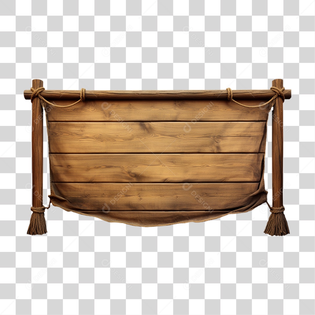 3D Wooden Board Element For Transparent PNG Composition