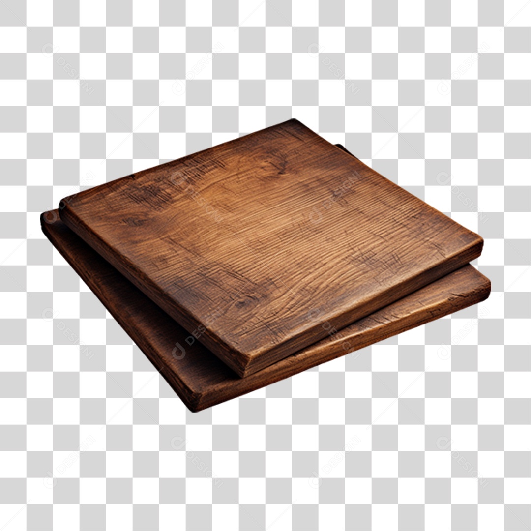 Elemento 3D Placa de Madeira Para Composição PNG Transparente