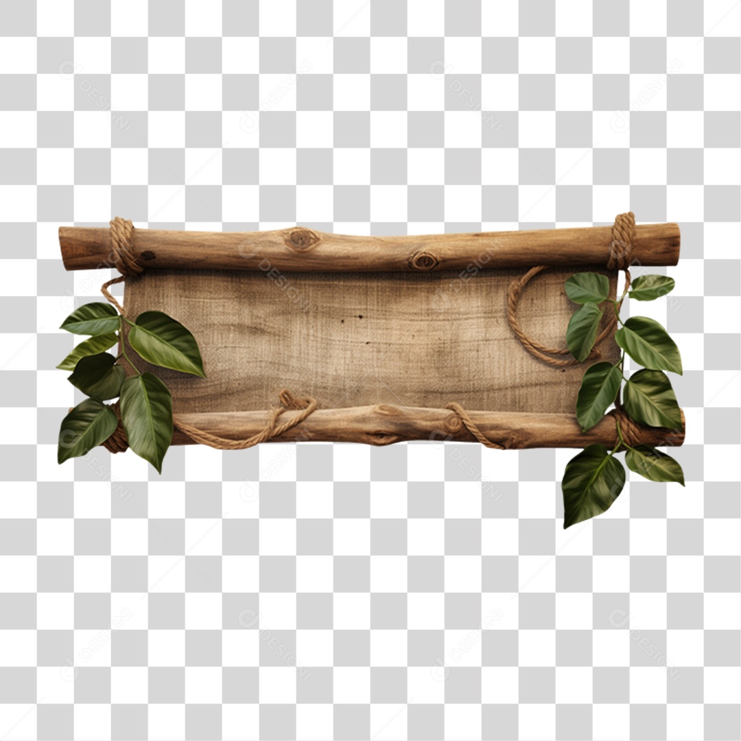 Elemento 3D Placa de Madeira Para Composição PNG Transparente