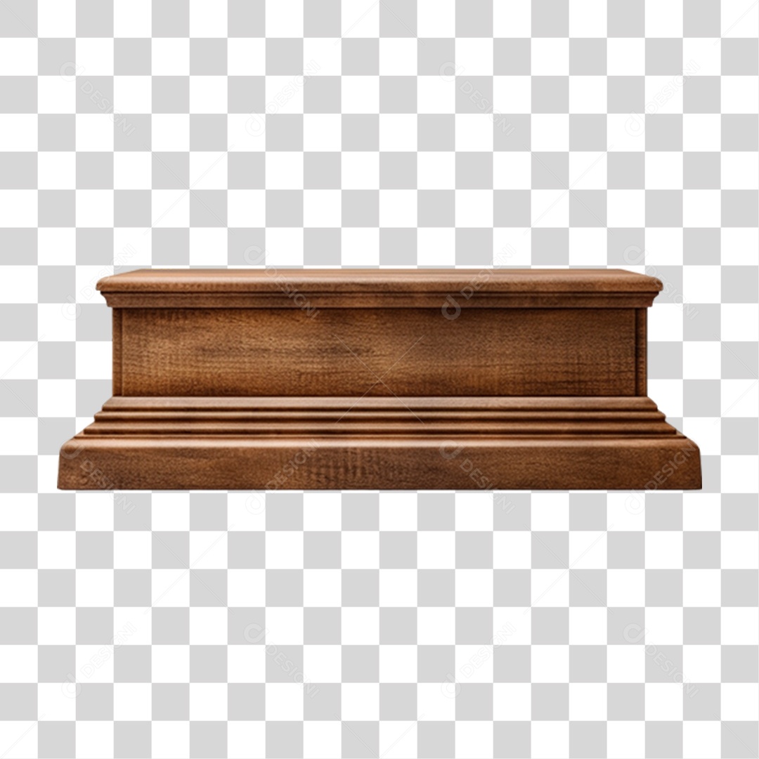Elemento 3D Pedestal de Madeira Para Composição PNG Transparente
