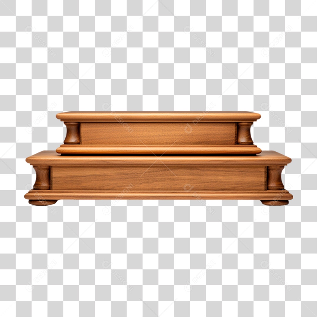 Elemento 3D Pedestal de Madeira Para Composição PNG Transparente