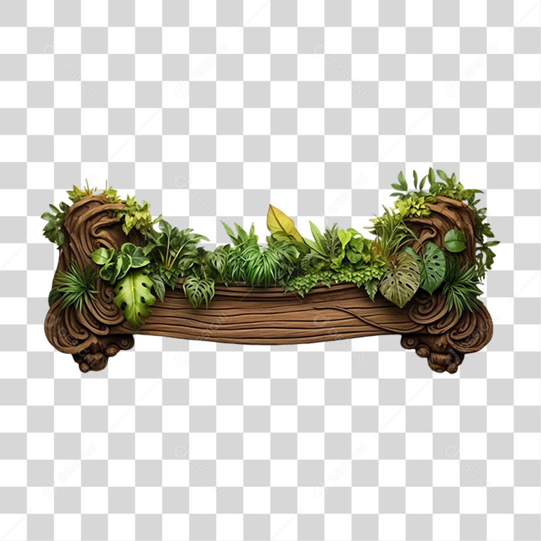 3D Wooden Board Element For Transparent PNG Composition