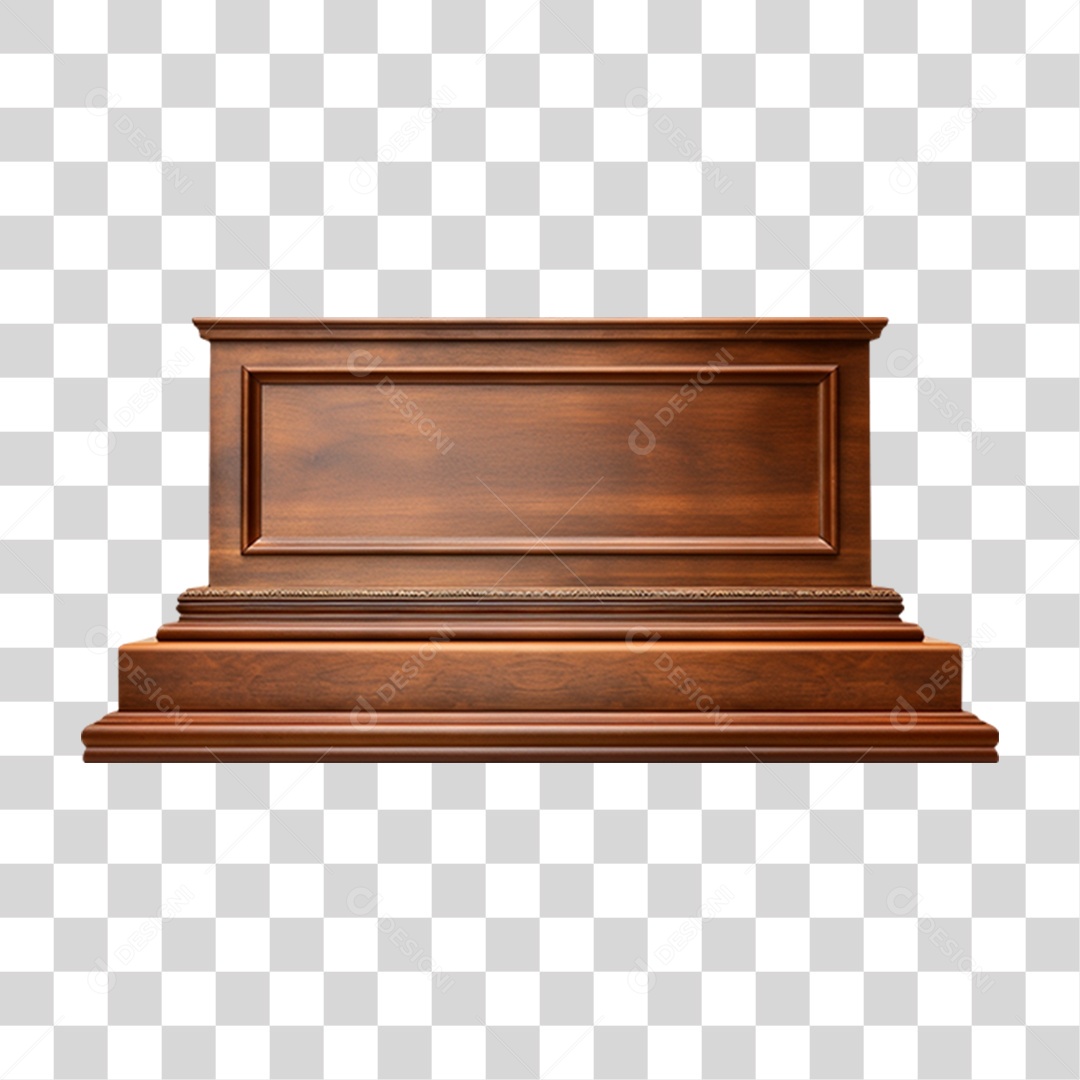 Elemento 3D Pedestal de Madeira Para Composição PNG Transparente