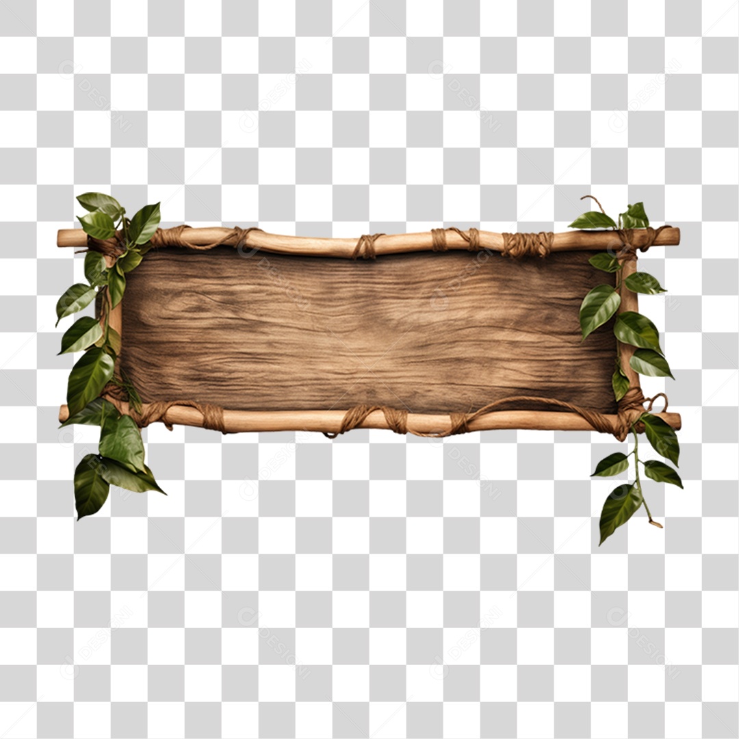 Elemento 3D Placa de Madeira Para Composição PNG Transparente
