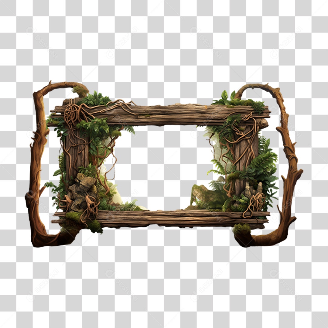 3D Wooden Board Element For Transparent PNG Composition