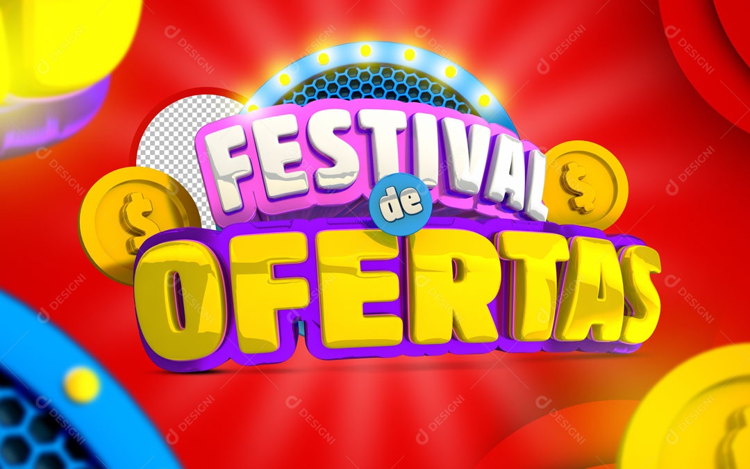 Selo 3D Festival De Ofertas Para Composição PSD