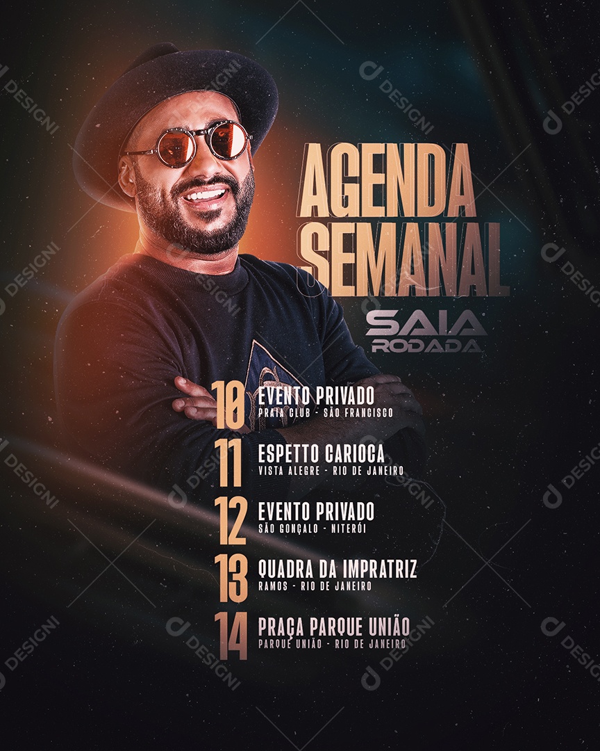 Social Media Feed Agenda Semanal Saia Rodada PSD Editável