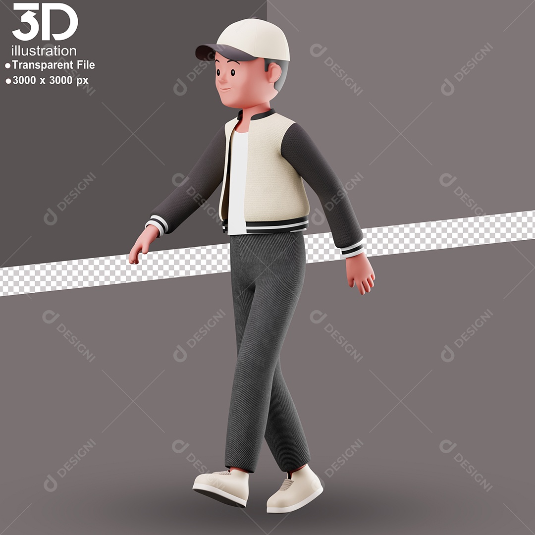 Personagem 3D Homem Andando PSD