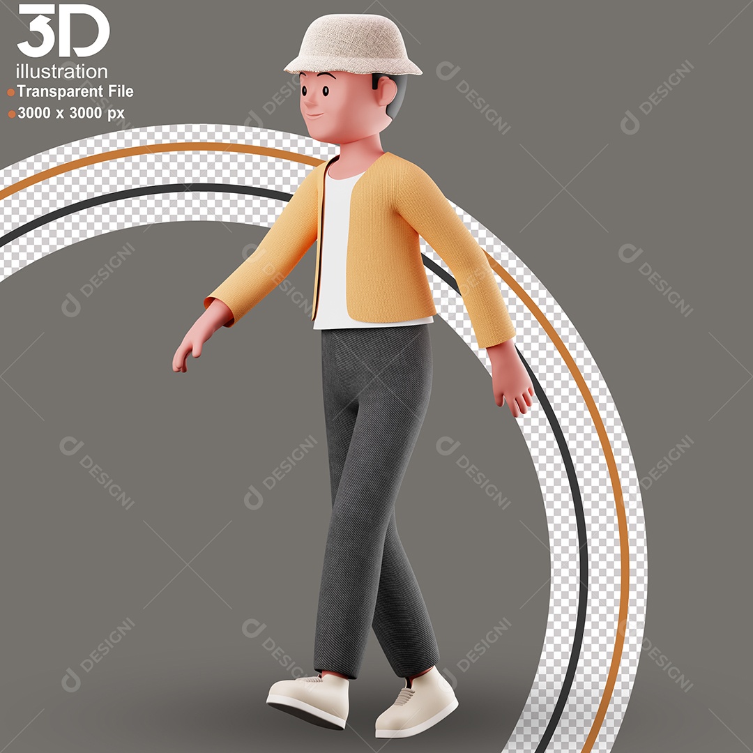 Personagem 3D Homem Andando PSD