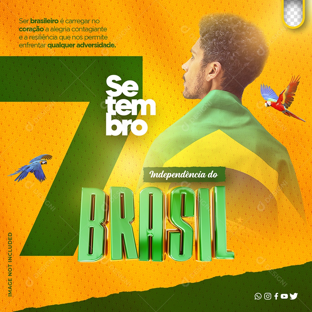 Social Media Dia Da Independência Do Brasil Coração e Alegria PSD Editável