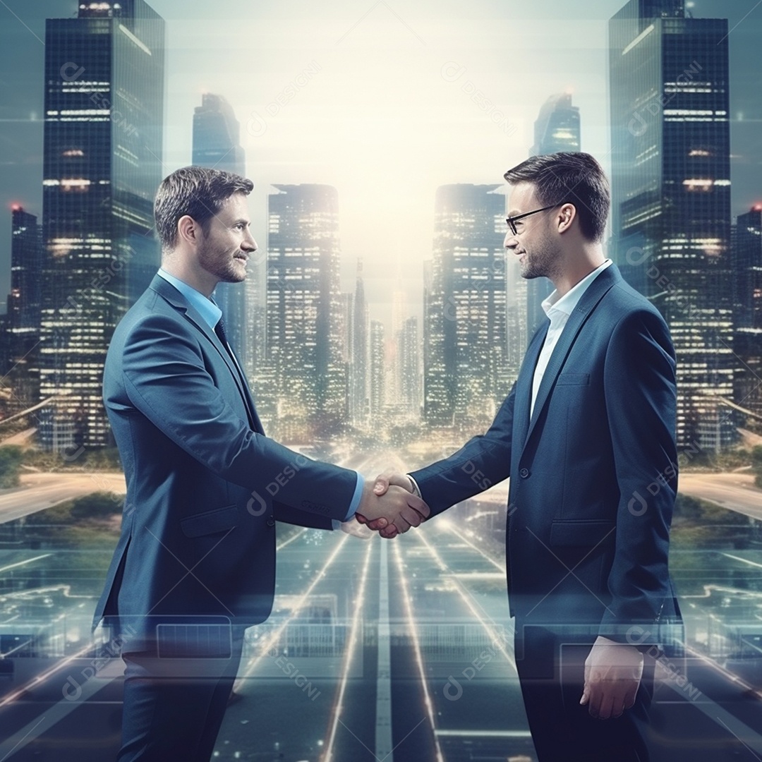 Dois verdadeiros homens de negócios apertam as mãos fechando négocios