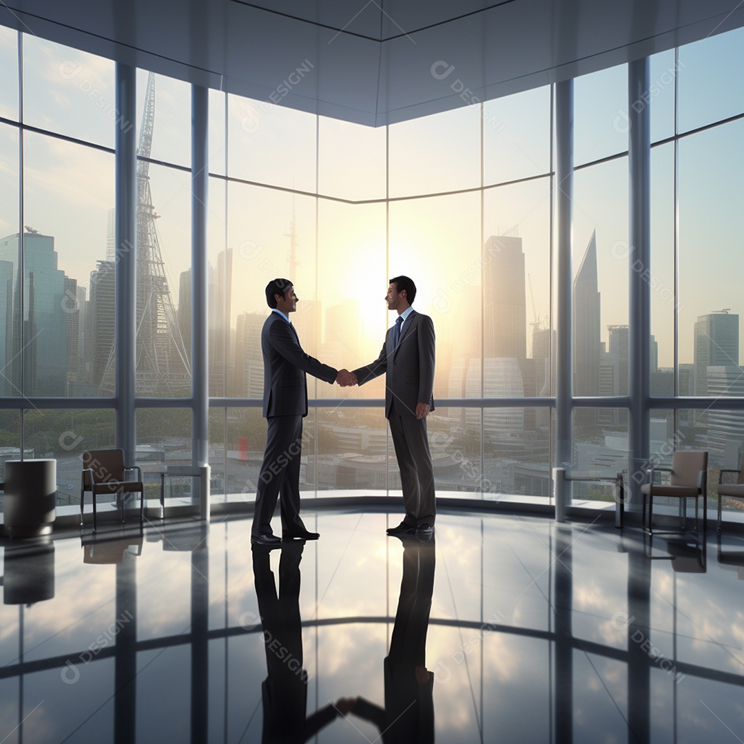 Dois verdadeiros homens de negócios apertam as mãos fechando négocios