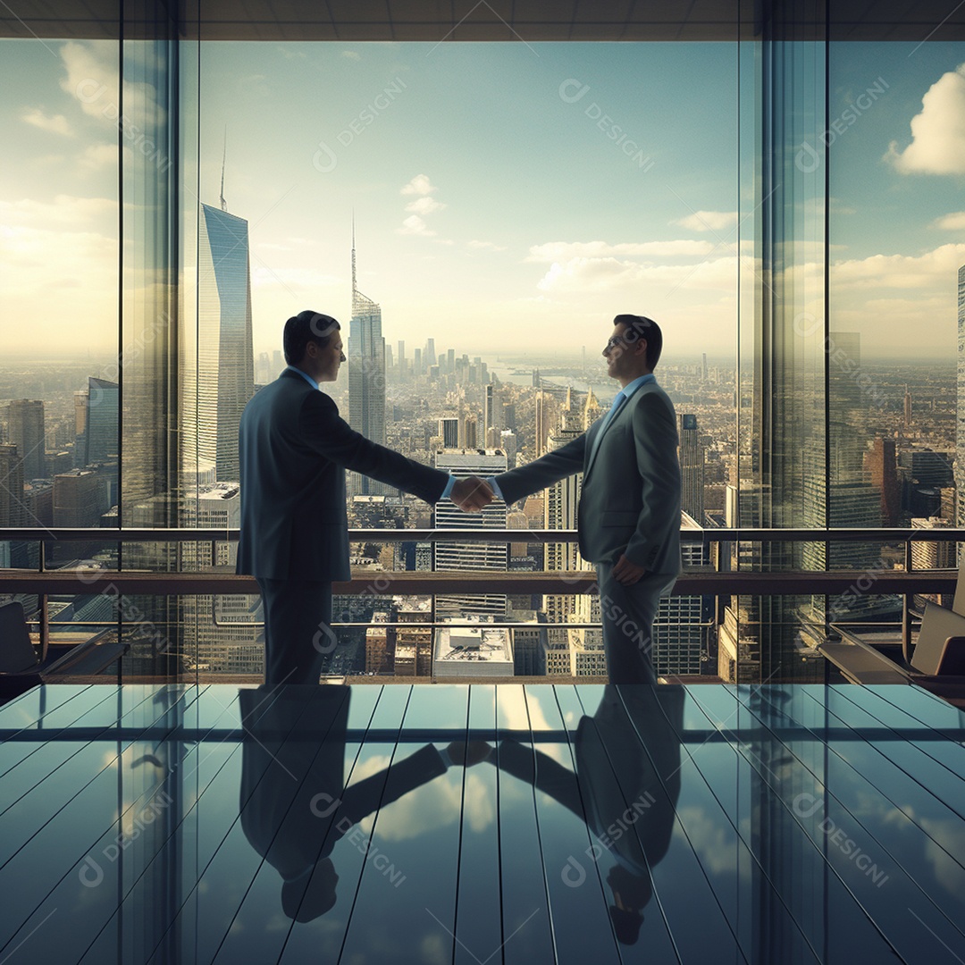 Dois verdadeiros homens de negócios apertam as mãos fechando négocios