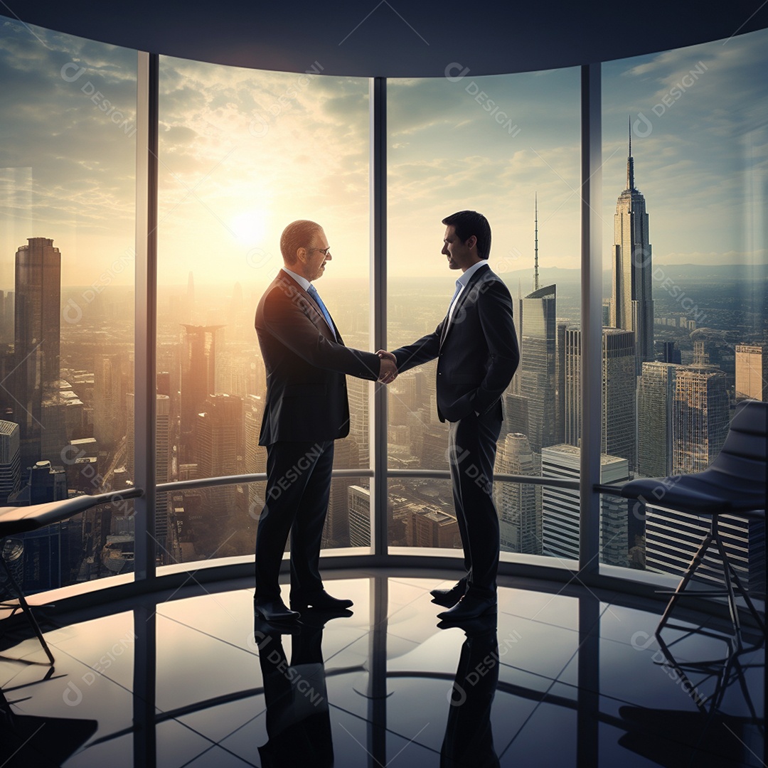 Dois verdadeiros homens de negócios apertam as mãos fechando négocios