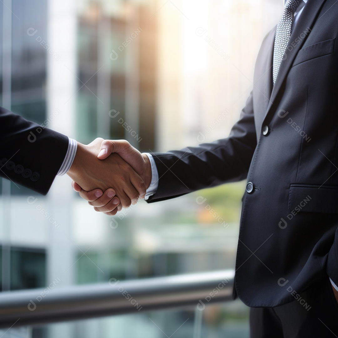 Dois verdadeiros homens de negócios apertam as mãos fechando négocios