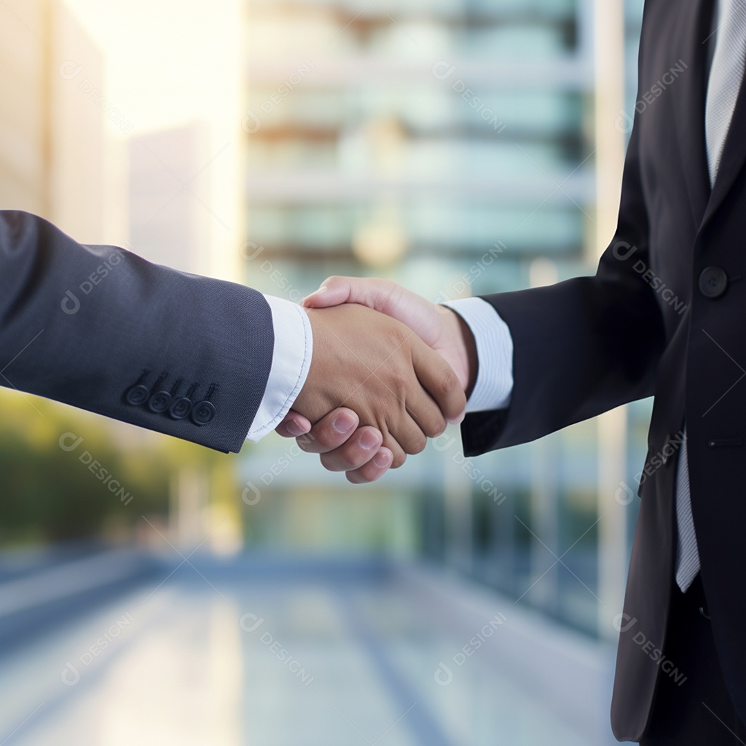 Dois verdadeiros homens de negócios apertam as mãos fechando négocios