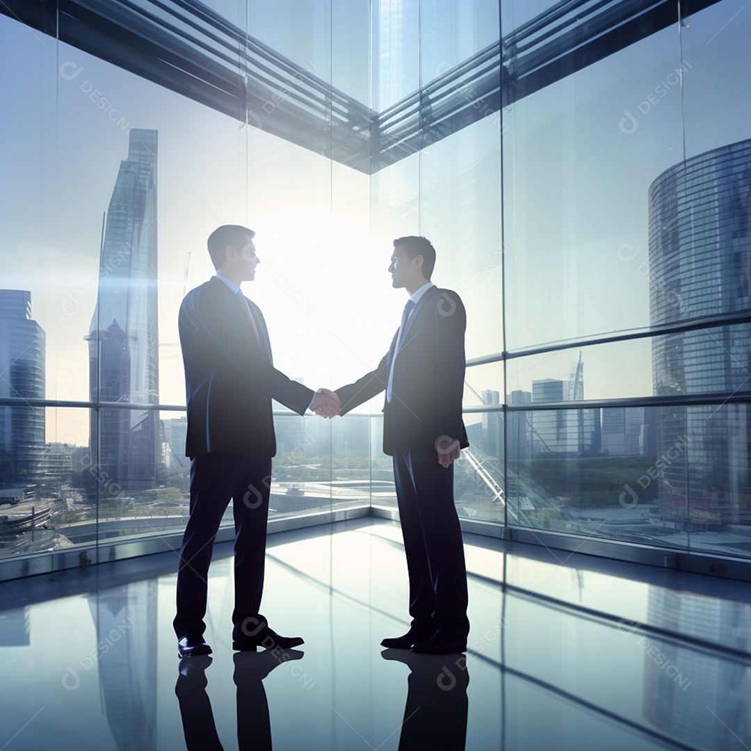 Dois verdadeiros homens de negócios apertam as mãos fechando négocios