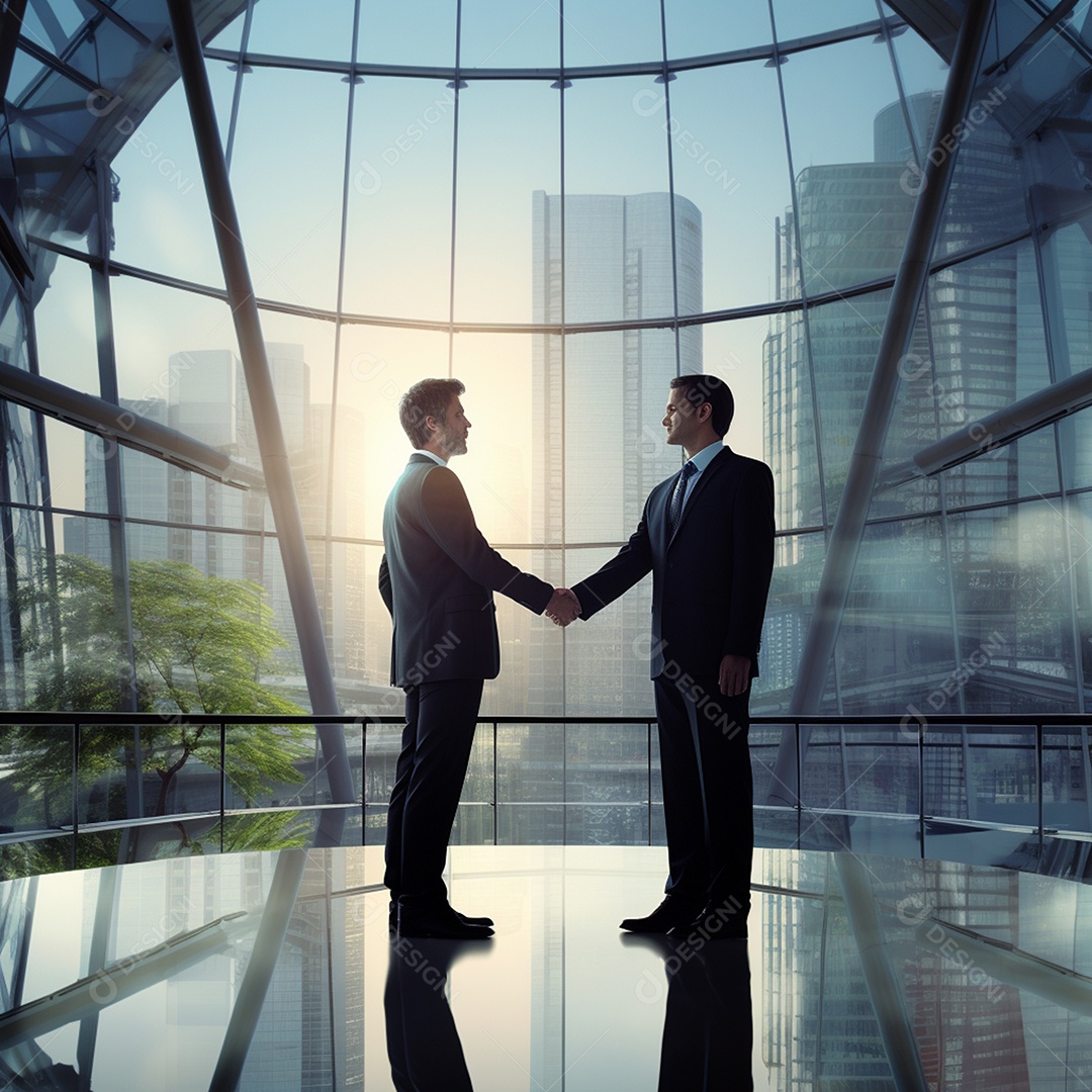 Dois verdadeiros homens de negócios apertam as mãos fechando négocios