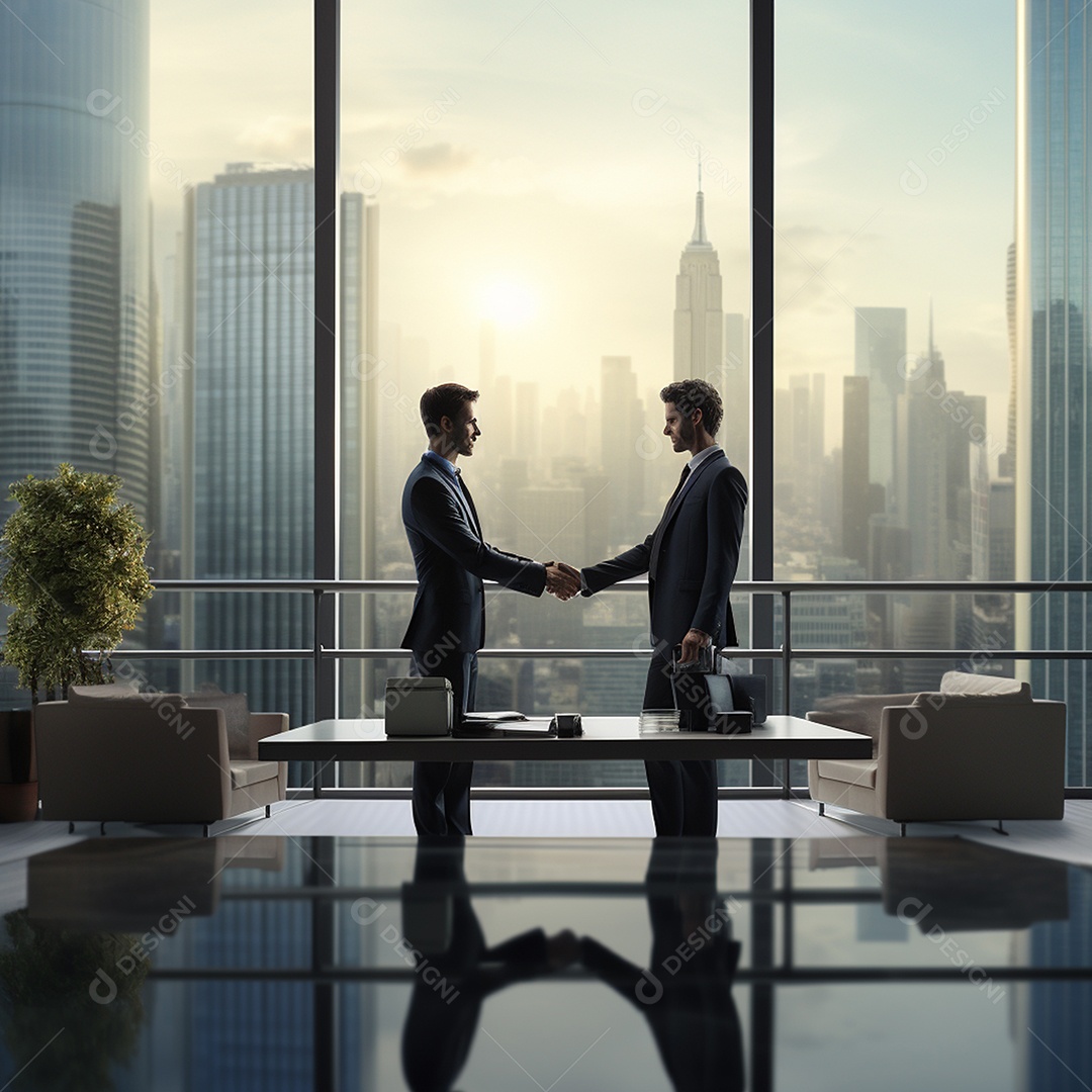 Dois verdadeiros homens de negócios apertam as mãos fechando négocios