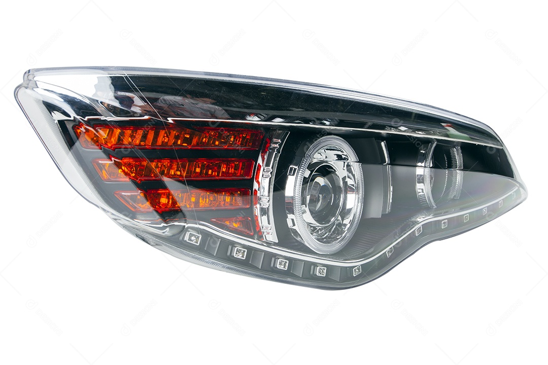 Farol de carro fundo branco