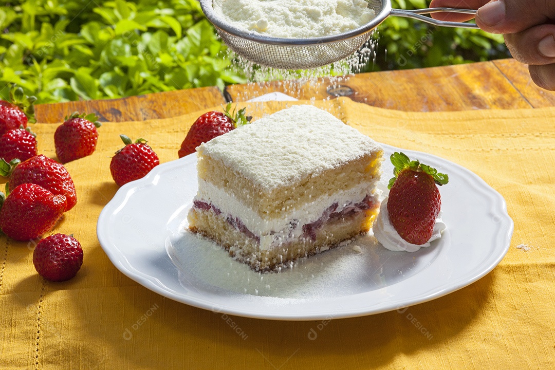 Deliciosa comida de bolo de morango