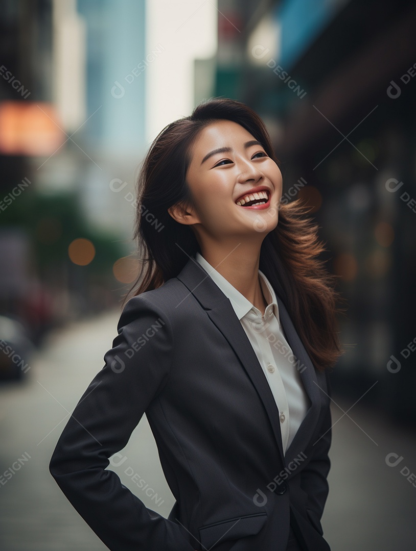 O sorriso radiante de uma empresária de sucesso