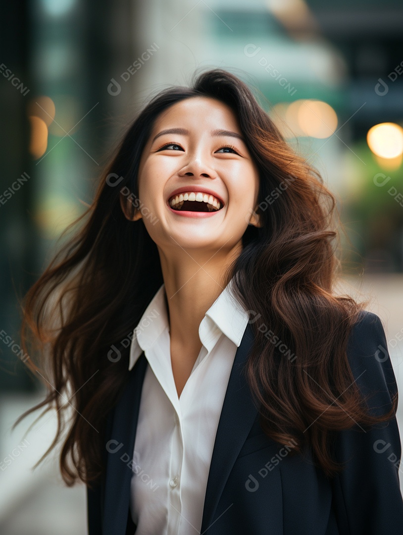 O sorriso radiante de uma empresária de sucesso