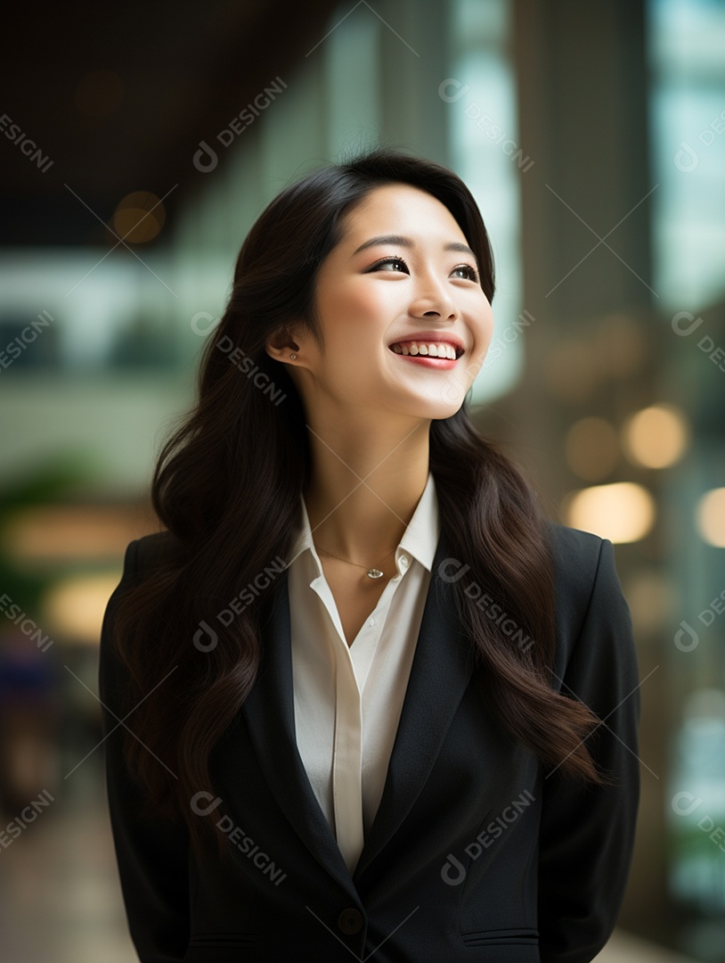 O sorriso radiante de uma empresária de sucesso